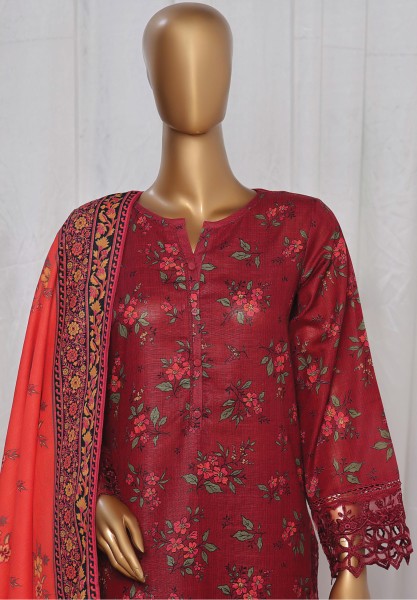 Sada Bahar Stitched 3 Piece Emb Khaddar Winter Collection- Maroon