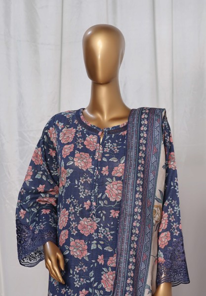 Sada Bahar Stitched 3 Piece Emb Khaddar Winter Collection - Navy Blue