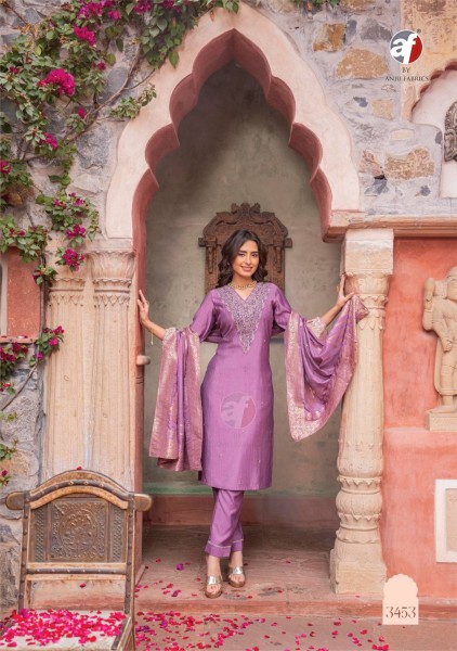 Zaaraq by AF Designer Kurti With Bottom Dupatta Light Purple