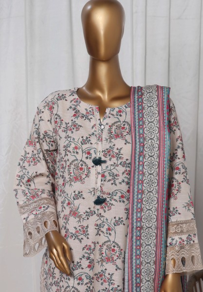 Sada Bahar Stitched 3 Piece Emb Khaddar Winter Collection- White