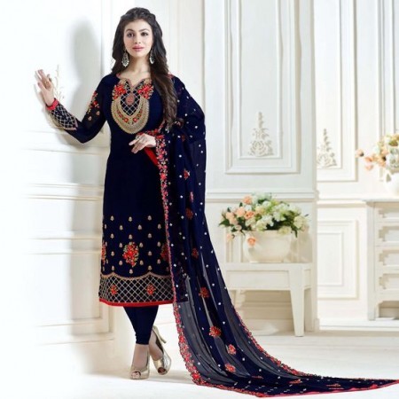 Ayesha Takia Black Georgette Embroidery Churidar Salwar Kameez
