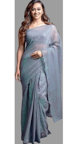 Georgette Saree With Sequence Work Blouse Piece