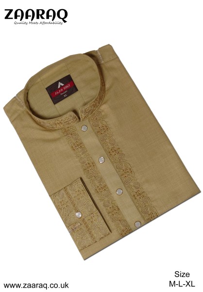 Kuf Panjabi Printed 100% cotton Bangladeshi Panjabi- Pale Silver