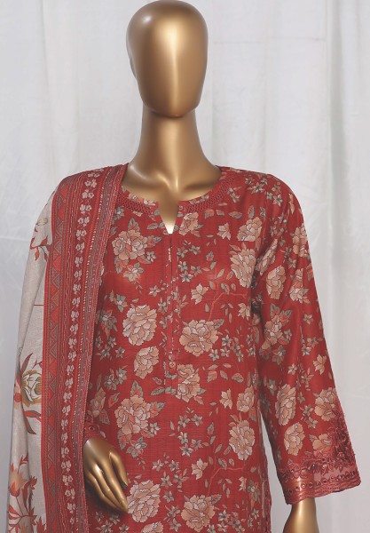 Sada Bahar Stitched 3 Piece Emb Khaddar Winter Collection- Rust
