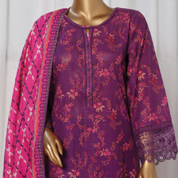 Sada Bahar Luxury Stitched 3 Piece Organza Collection - Soft Purple