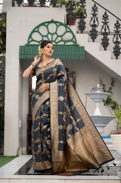 Soft Banarasi Katan Silk | Silver And Gold Zari WeavingPallu, blouse piece