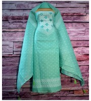 Batique Pattern Embroidered Cotton Three Piece