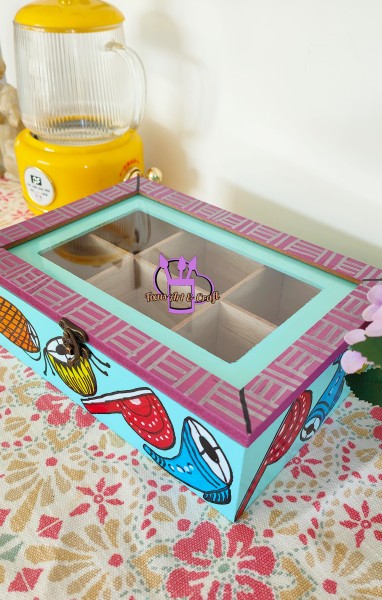 Painted wooden spice/tea box.