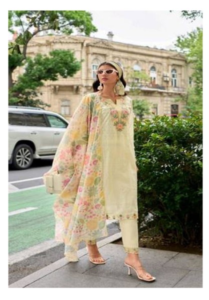 Zaaraq By Indian Chikan work Designer Kurti With Printed Dupatta