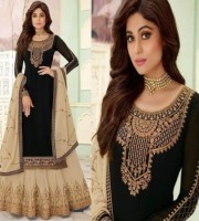 Shamita Shetty Georgette Embroidered Lehenga Pattern Gharara Suit